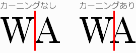 カーニングなしとありの違い